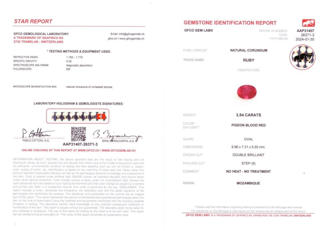Gemological report