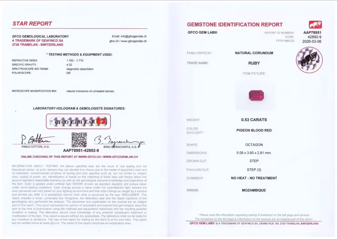 Gemological report