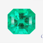 vivid green emerald with rare mariposa effect in octagon shape, colombia