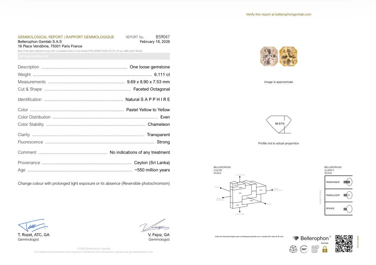 unheated pastel yellow sapphire in radiant shape, sri lanka