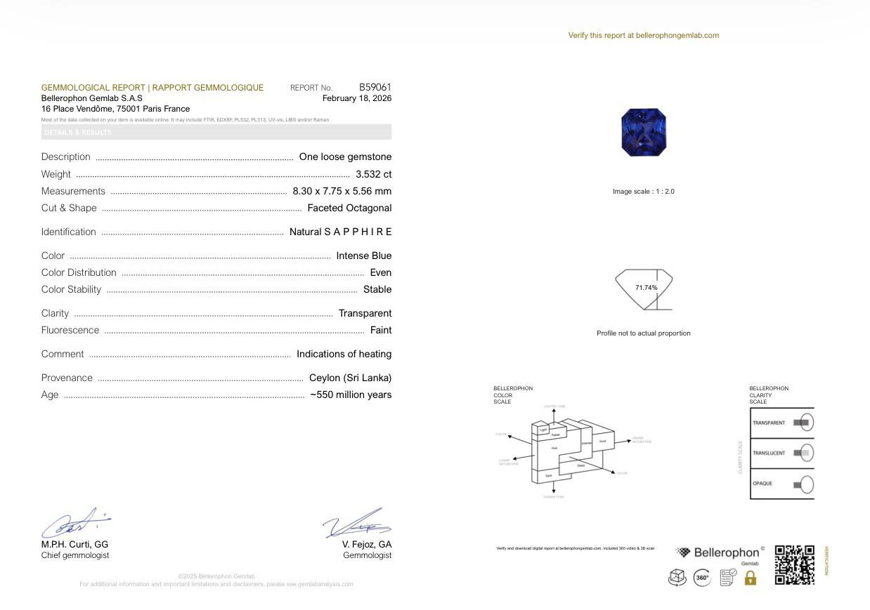 intense blue sapphire in radiant shape, sri lanka