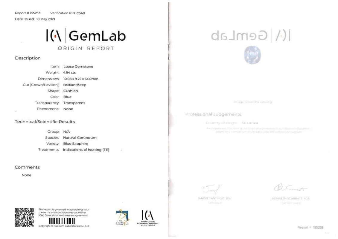 ICA Gemological Report