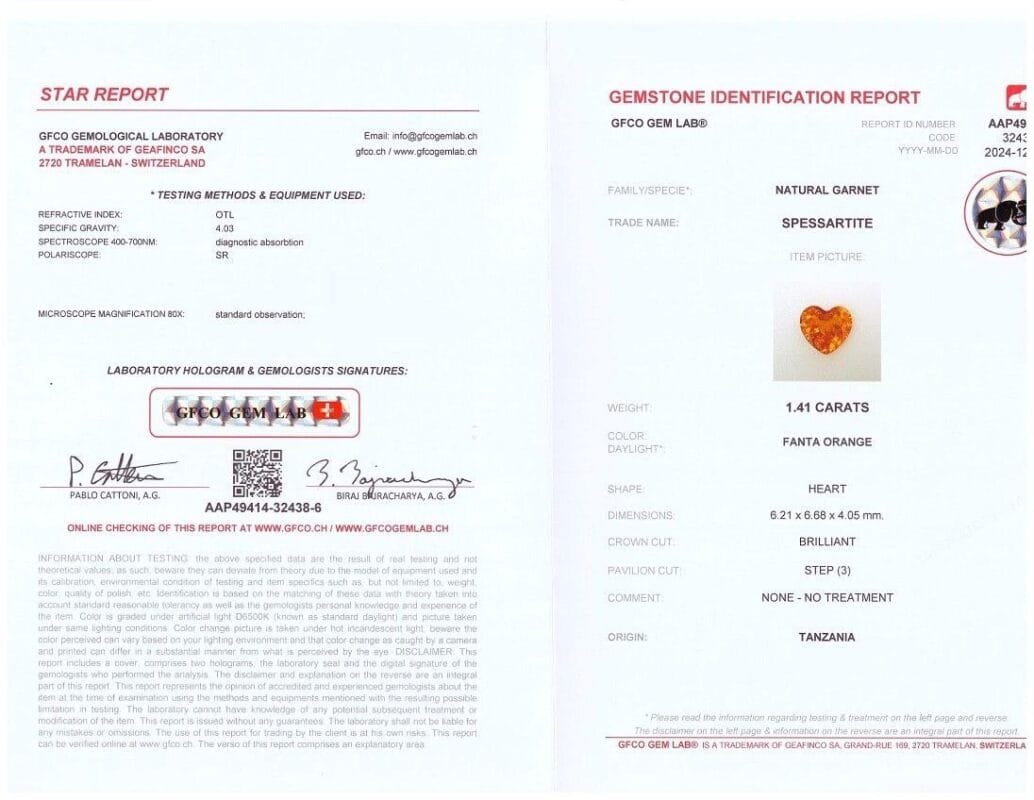 Referto gemmologico