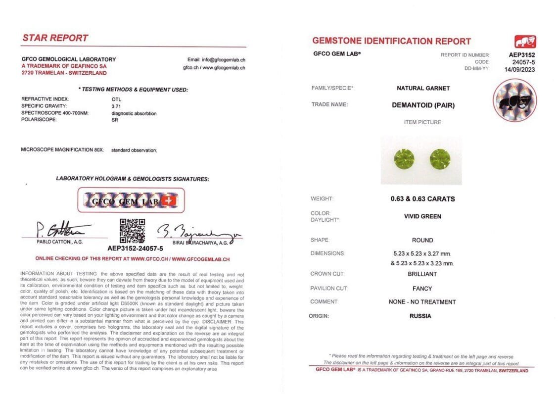 Gemological report