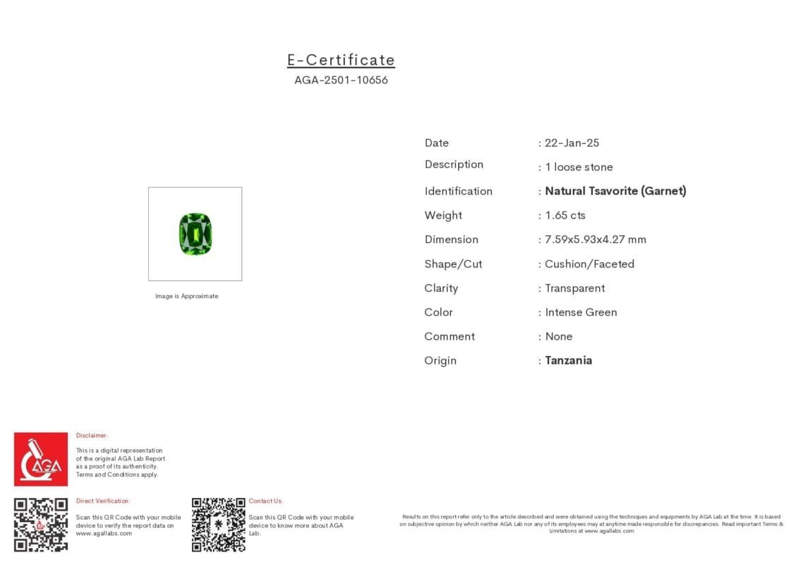 AGA Gemological Report