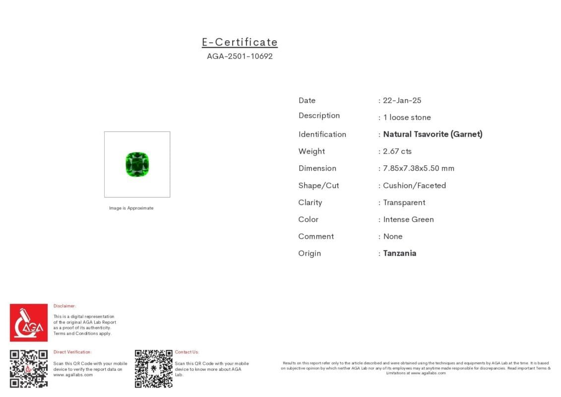 AGA Gemological Report