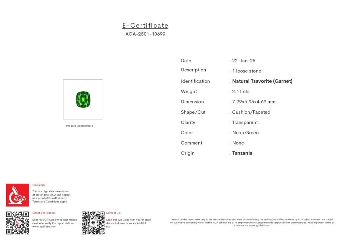 AGA Gemological Report