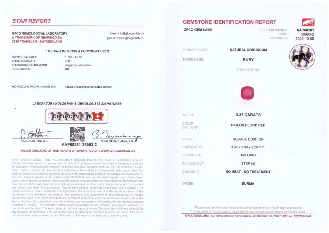 Gemological report