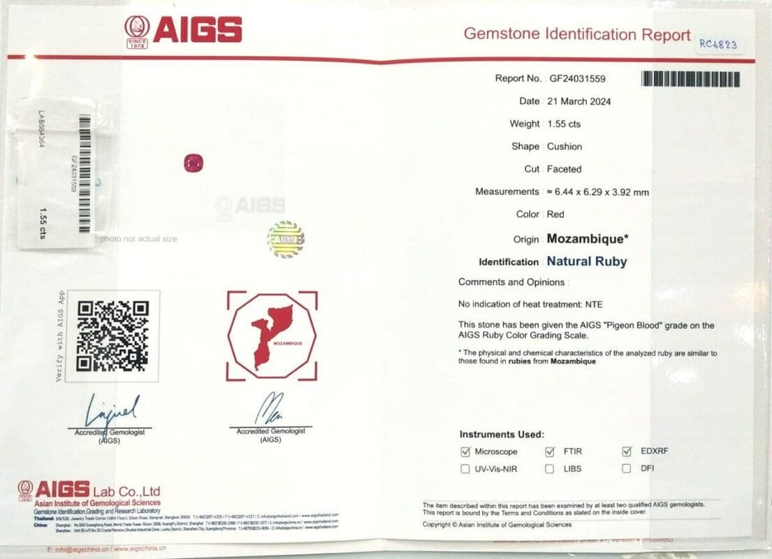 AIGS Gemological Report
