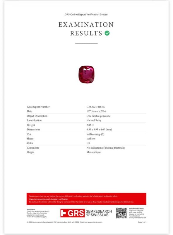 GRS Gemological Report