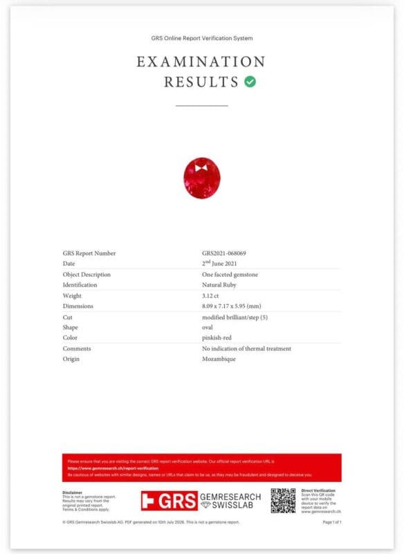 GRS Gemological Report