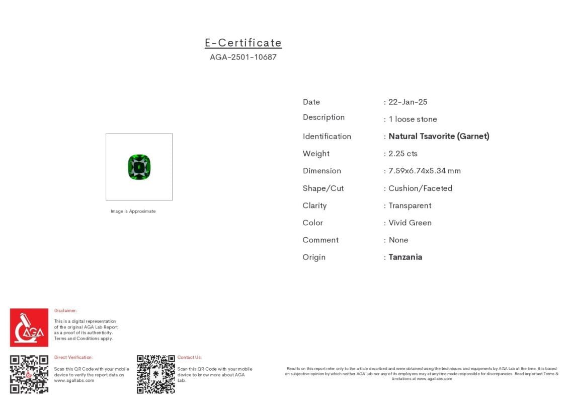 AGA Gemological Report