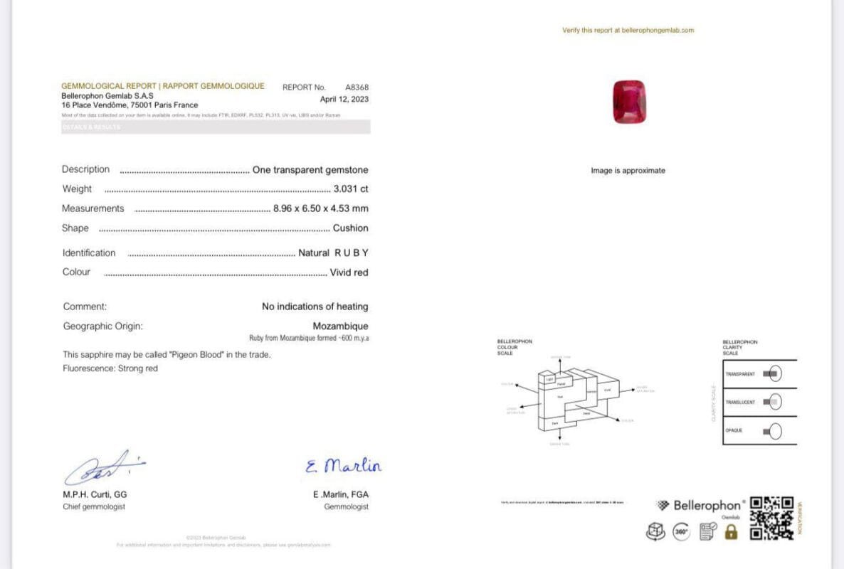 Bellerophon Gemological Report