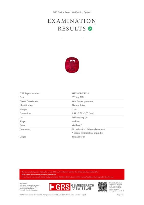GRS Gemological Report