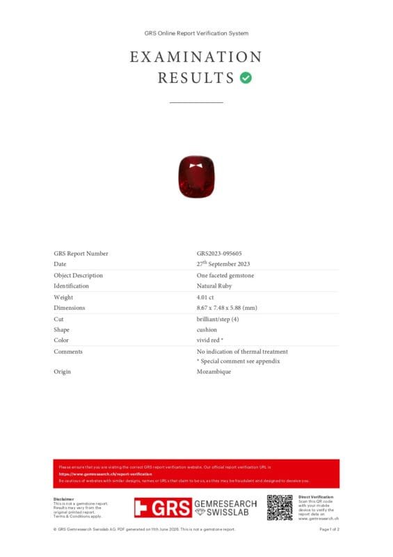 GRS Gemological Report