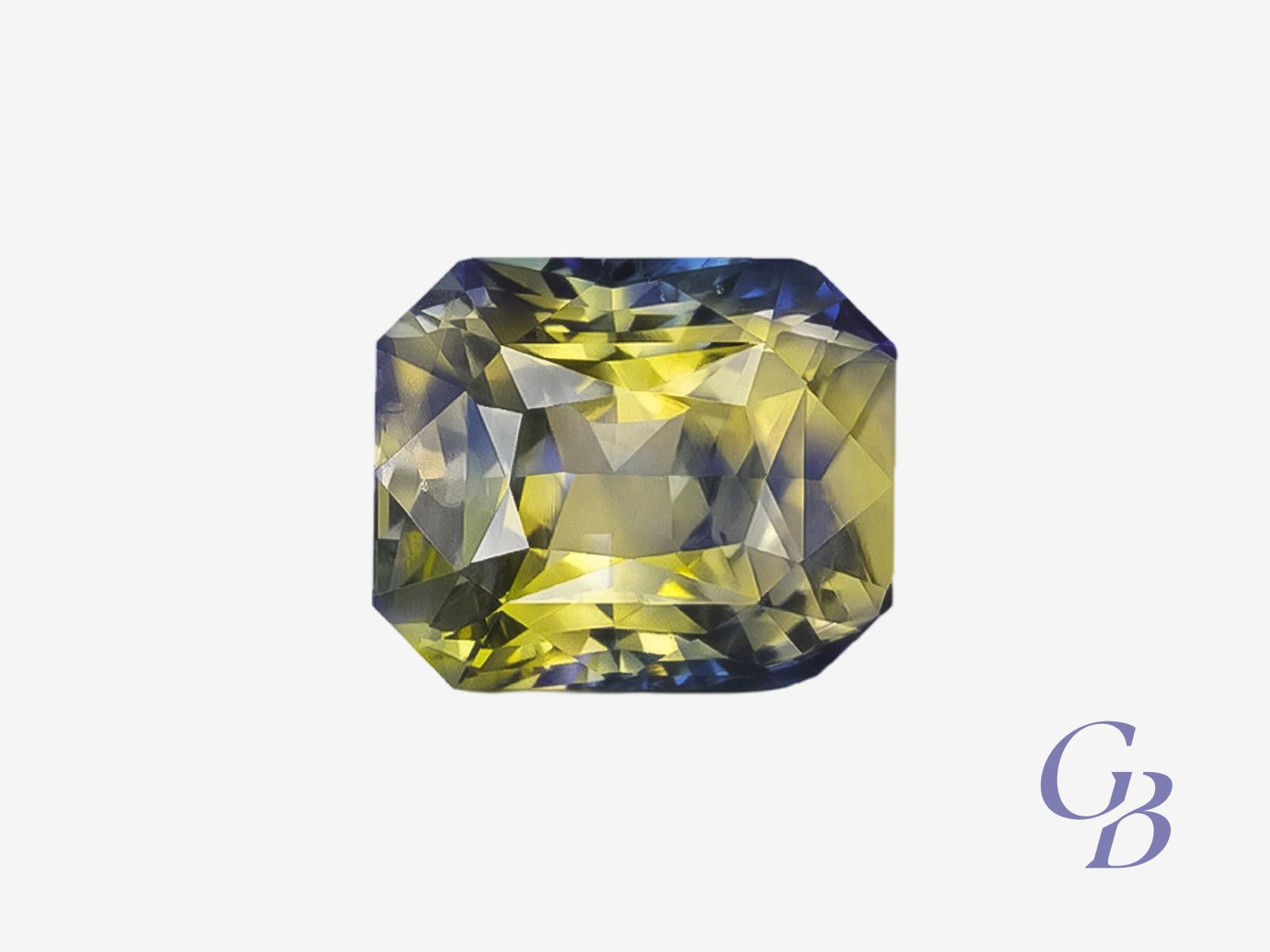 Bi-color sapphire in radiant shape, Madagascar Zweifarbiger Saphir, Radiantschliff, Madagaskar – Bild 1