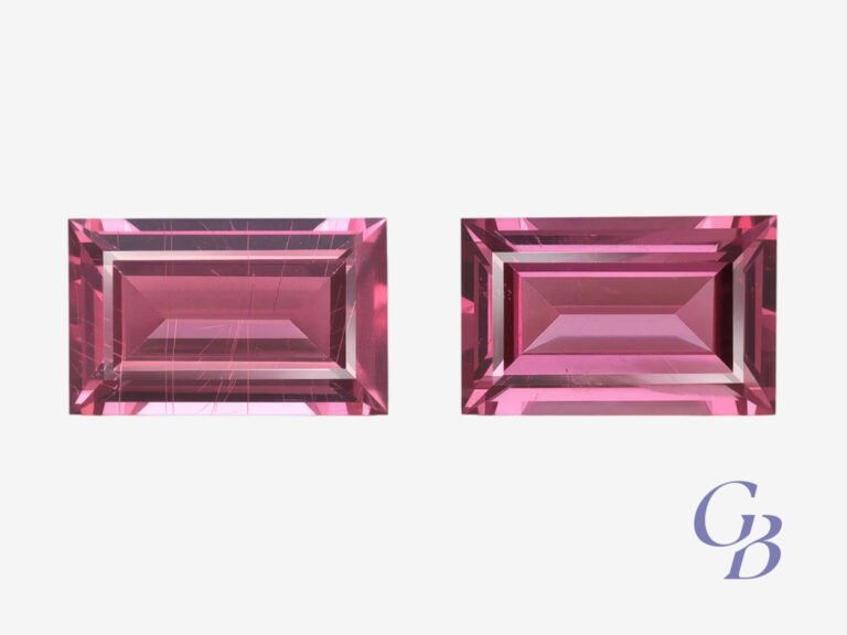 Pair of garnets rhodolites in baguette shape, Madagascar
