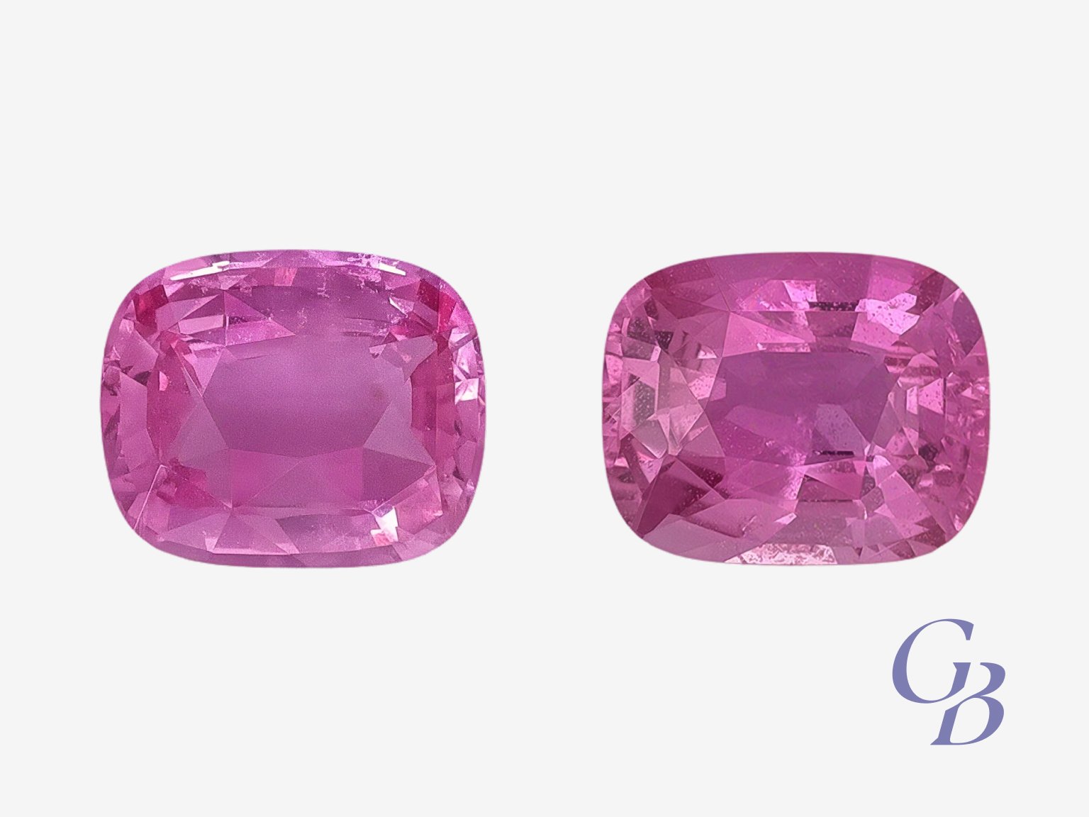 Pair of pink sapphires in cushion shape, Sri Lanka (Ceylon) Paire de saphirs roses, taille coussin, Sri Lanka (Ceylan) – Image 1