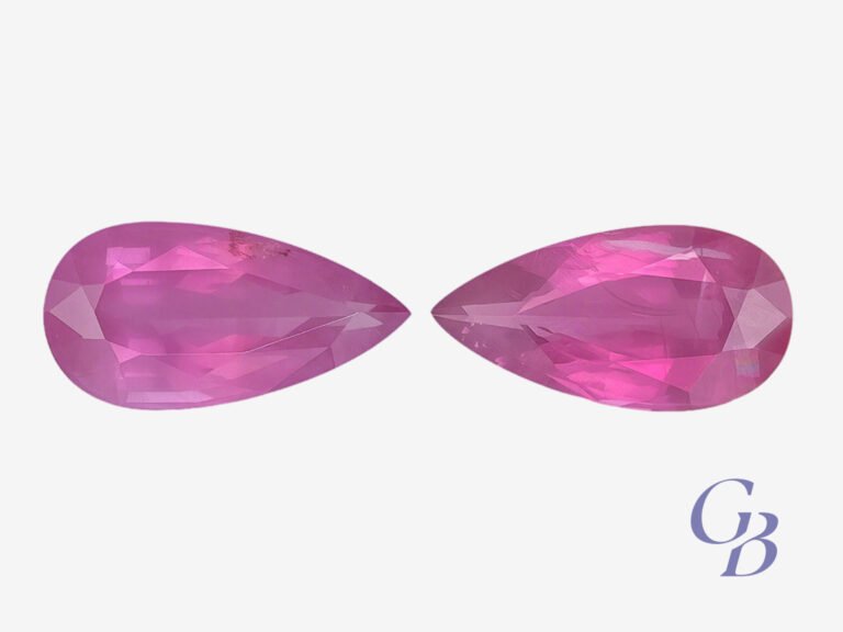 Pair of pink spinels in pear shape, Tanzania