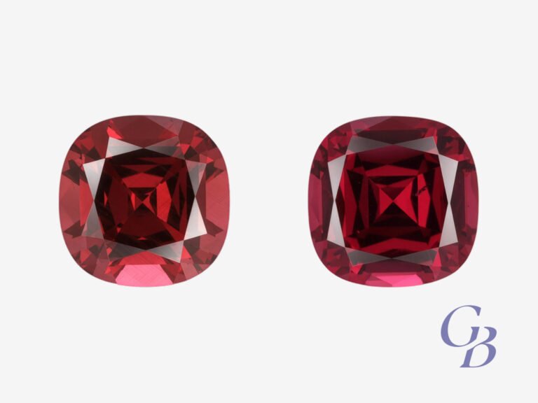 Pair of rhodolites in cushion shape, Madagascar