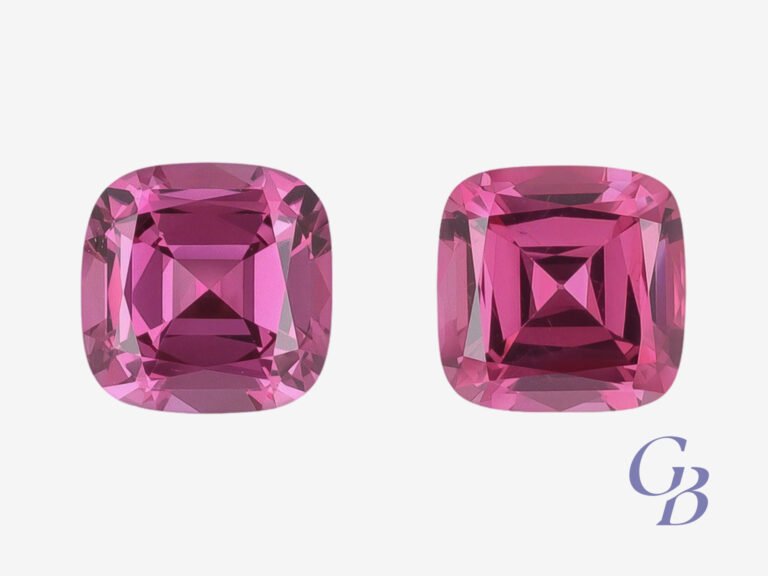 Pair of rhodolites in cushion shape, Madagascar