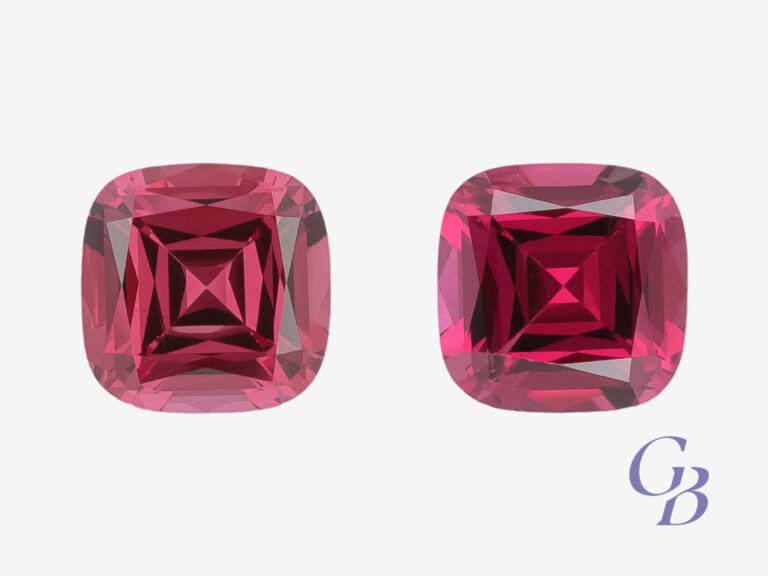 Pair of rhodolites in cushion shape, Madagascar