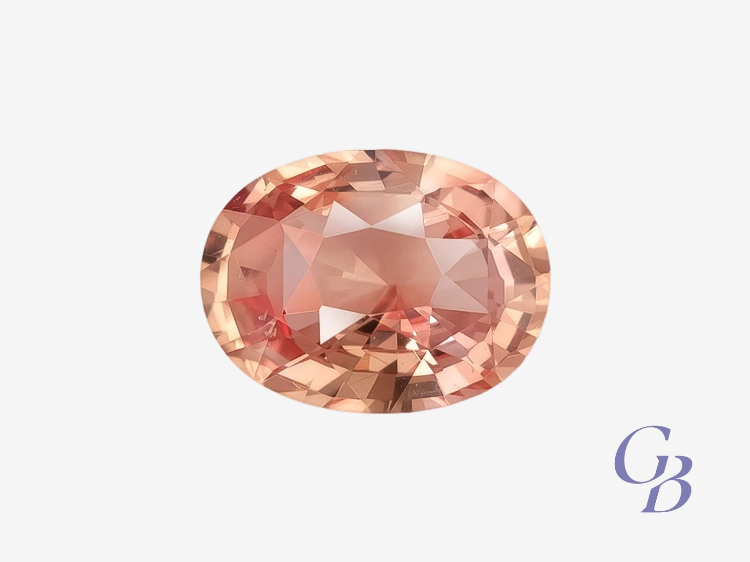 Sunset Color sapphire in oval shape, Sri Lanka (Ceylon) Saphir couleur coucher de soleil, taille ovale, Sri Lanka (Ceylan) – Image 1