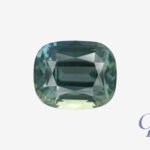Teal sapphire in cushion shape, Tanzania