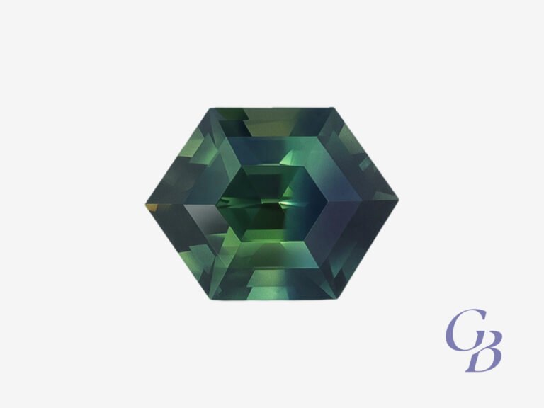 Teal sapphire in hexagon shape, Madagascar