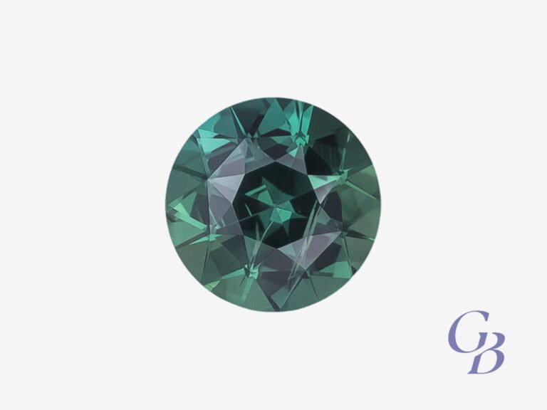 Teal sapphire in round shape, Madagascar