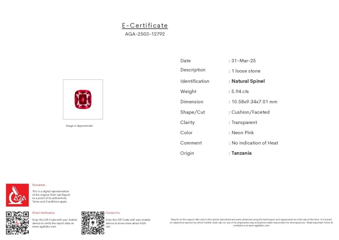 AGA Gemological Report