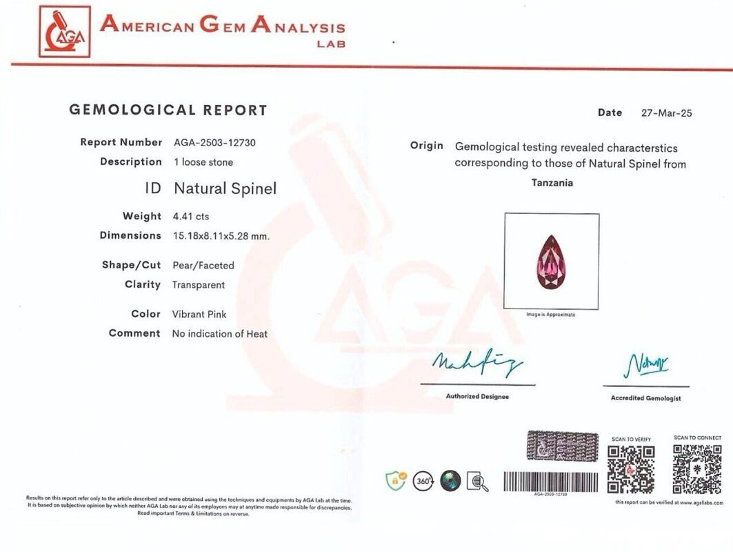 AGA Gemological Report